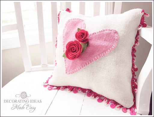 valentine decorating pillow