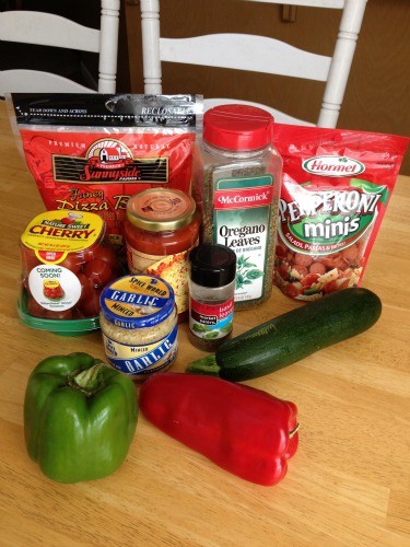 Ingredients for Zucchini pizzas