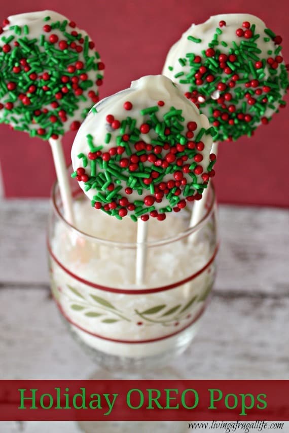 These Christmas sweets: oreo cookie pops recipe is easy to make in a pinch and to prep ahead of time! Include Oreos, chocolate, sprinkles and more!