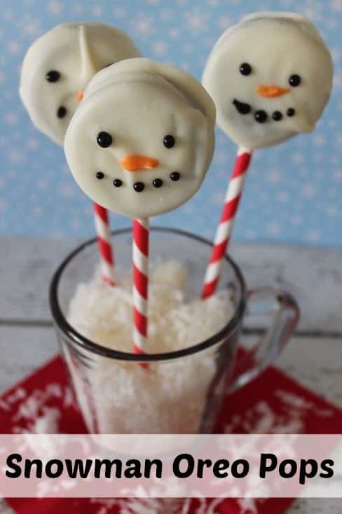 These snowman Oreos dipped in white chocolate will make a great addition to any holiday party. They are made with Oreos, baking melts, icing, and crisco!