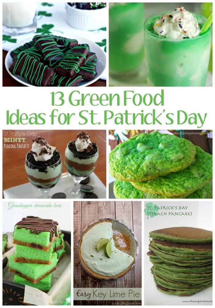 13 green recipes to help your St Patricks day celebration be over the rainbow!  These green food ideas include desserts, drinks, breakfast, lunch and more!