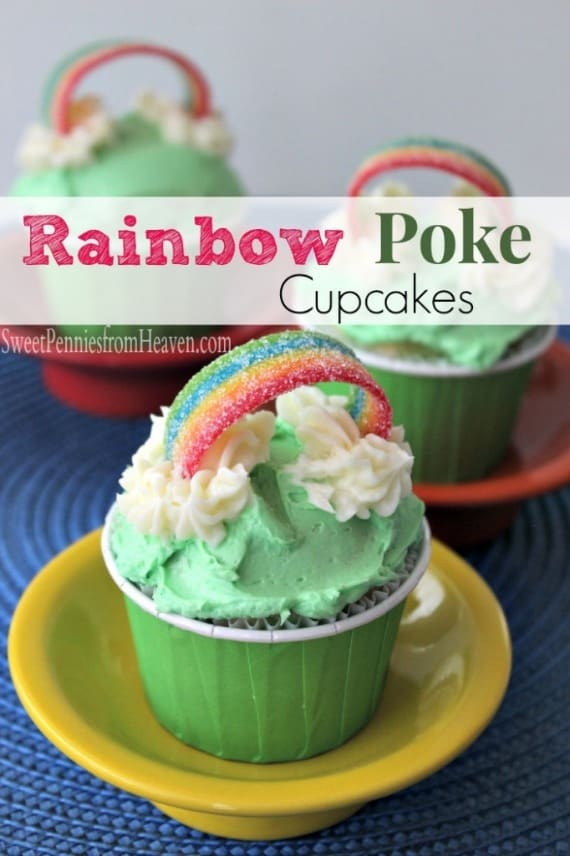 rainbow poke cupcakes