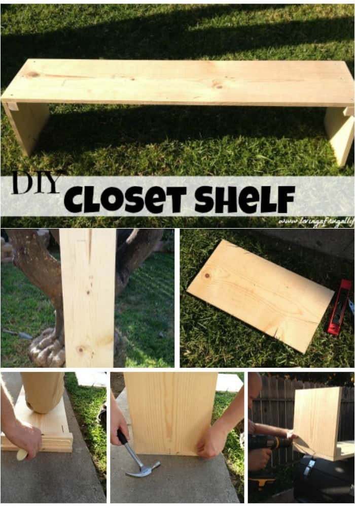 This tutorial for free standing shelves These can be a fee standing single shelf or be stacked on eachother. It includes how to build DIY freestanding shelves for added space in a closet. Includes step by step instructions with pictures!