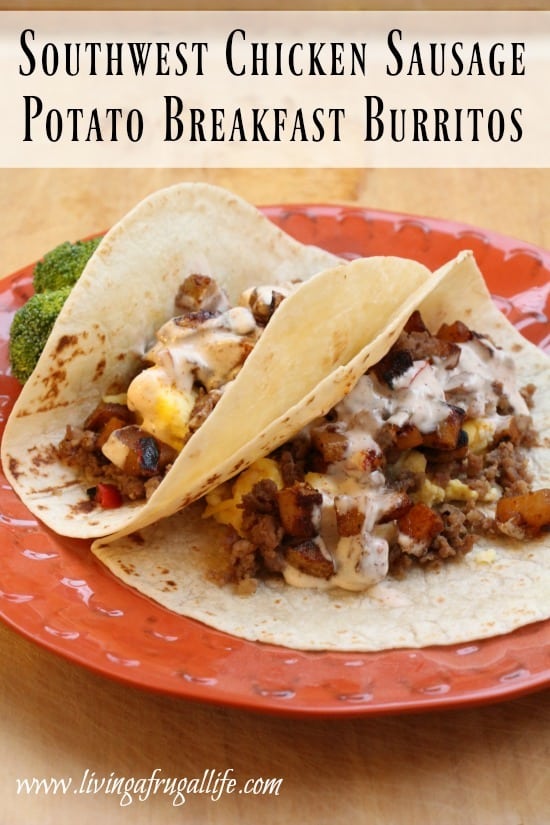 Are you looking for a quick healthy meal on the go? These southwest chicken sausage potato breakfast burritos is perfect for busy mornings! These are great for freezing for later too!