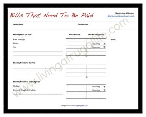 Wants and Needs Budgeting Worksheet