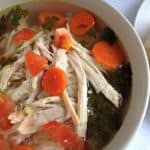 This is a great recipe for left over chicken on the bones or for a cold day! also a great milk chicken soup for sickness!
