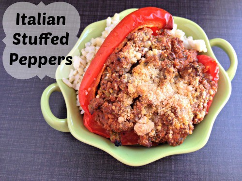 Make these really healthy Italian stuffed peppers recipe. They are made with spaghetti sauce, onion, and ground beef in a pepper shell.