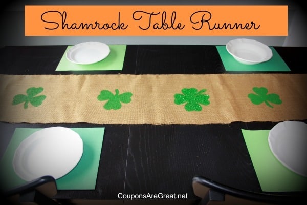 Burlap shamrock table runner