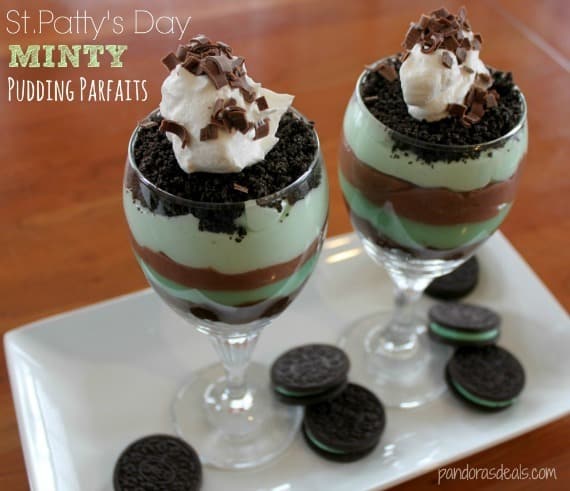 St. Pattys Day Minty Pudding Parfaits
