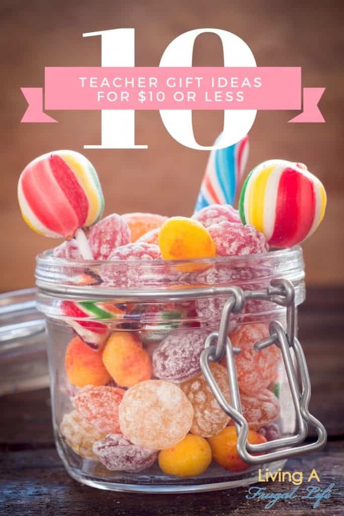 An open jar of candy for a teacher gift. 