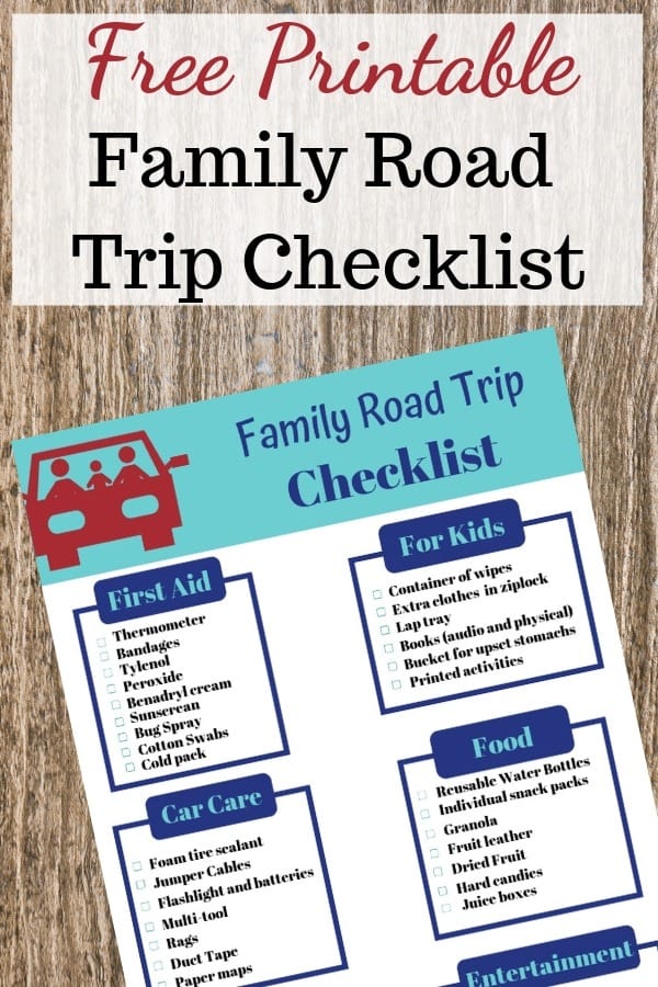 Family road trip check list sitting on a table